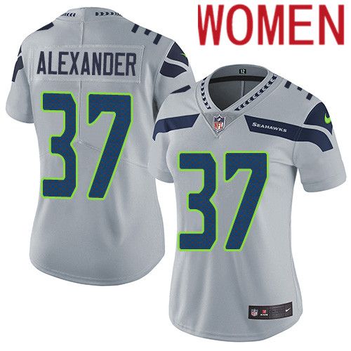 Women Seattle Seahawks 37 Shaun Alexander Nike Gray Vapor Limited NFL Jersey